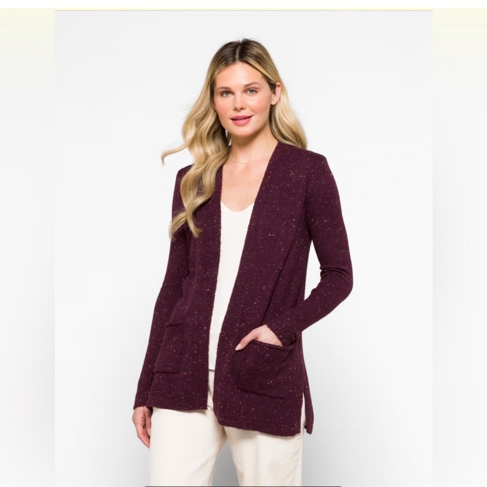 Love Ellie > Purple with Multicolor Confetti Spits Cardigan Medium